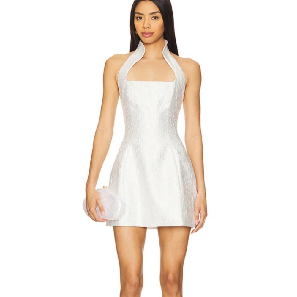 Lovers + Friends Elegant White Halter Mini Dress